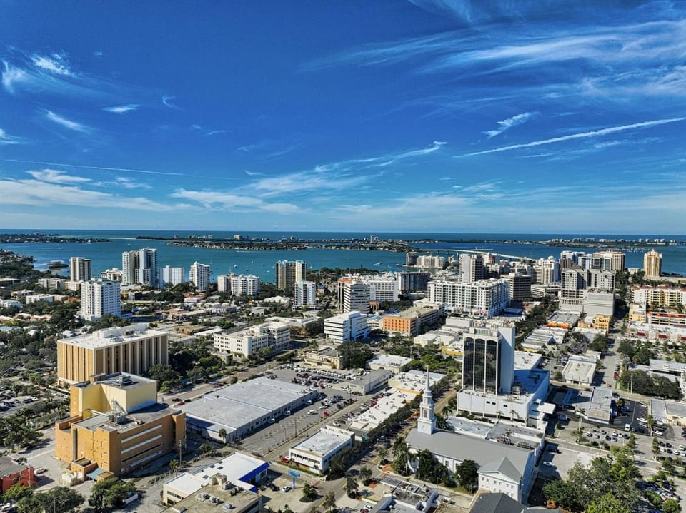 Downtown Sarasota skyline from the air